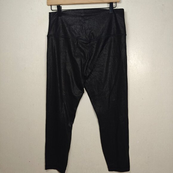 Lululemon Align High-Rise Ribbed Pant 25" Shine Radiate Foil Black Night Size 12 - Picture 4 of 9